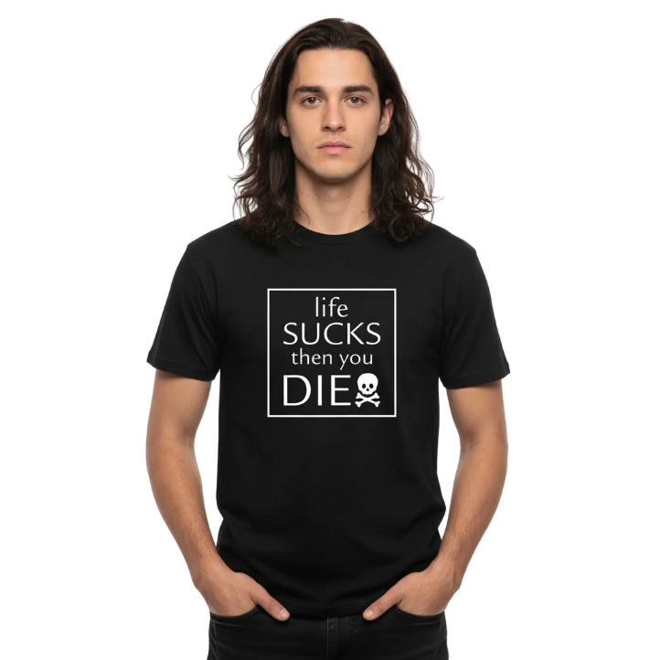 Life Sucks Studiobild - Utsläppt hår, händer i fickor