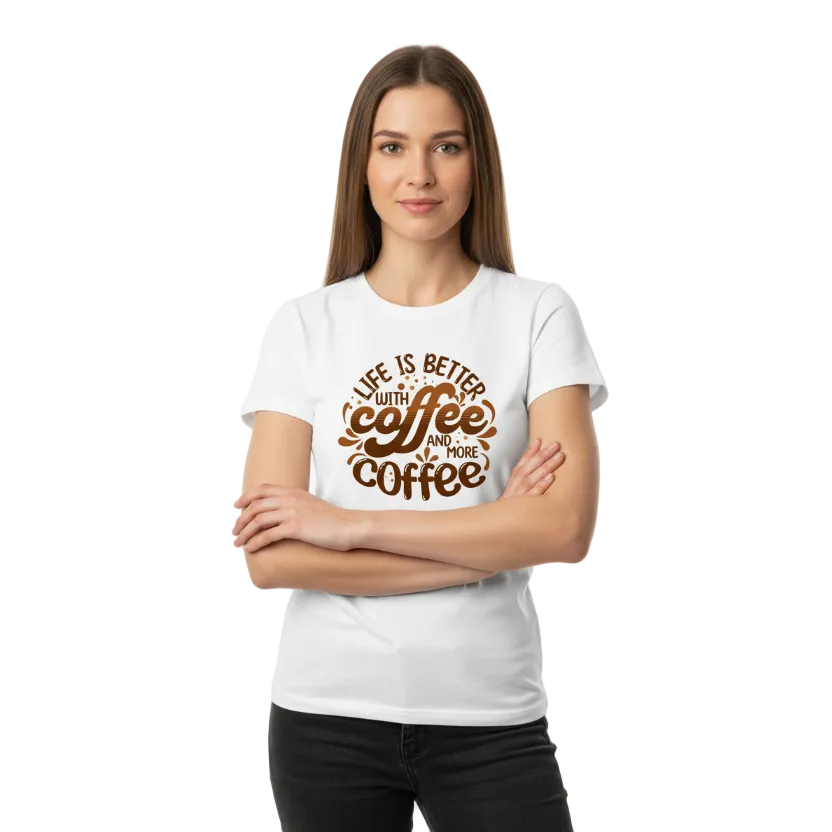 More Coffee Studiobild - Korsade armar, vit bakgrund