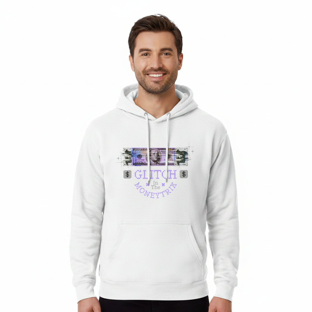 Produktbild av glad kille i vit hoodie