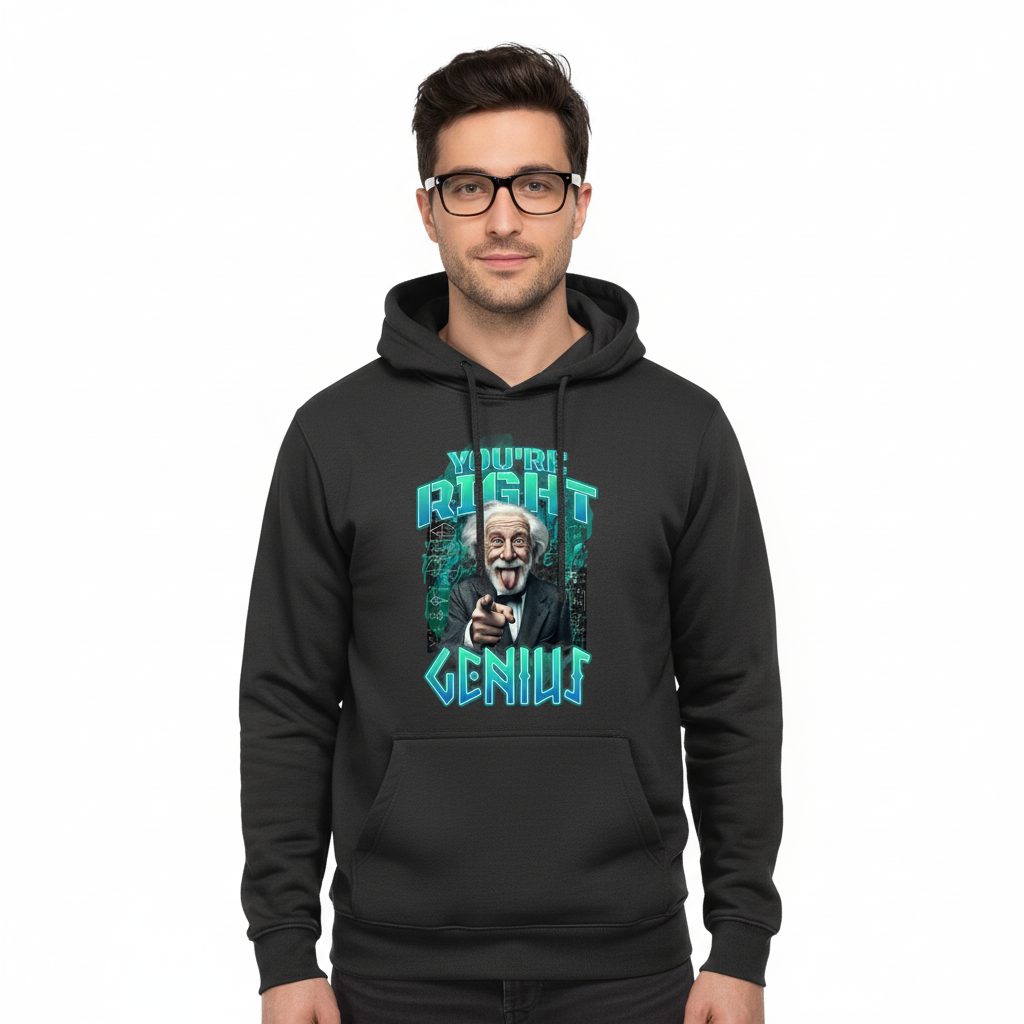 Produktbild av intelligent kille i svart hoodie