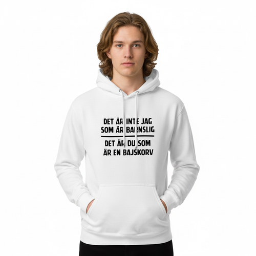 Produktbild av kille med långt hår i vit hoodie