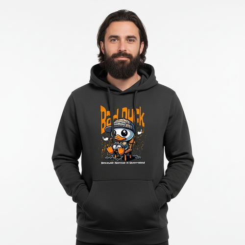 Produktbild av skäggig man i svart hoodie