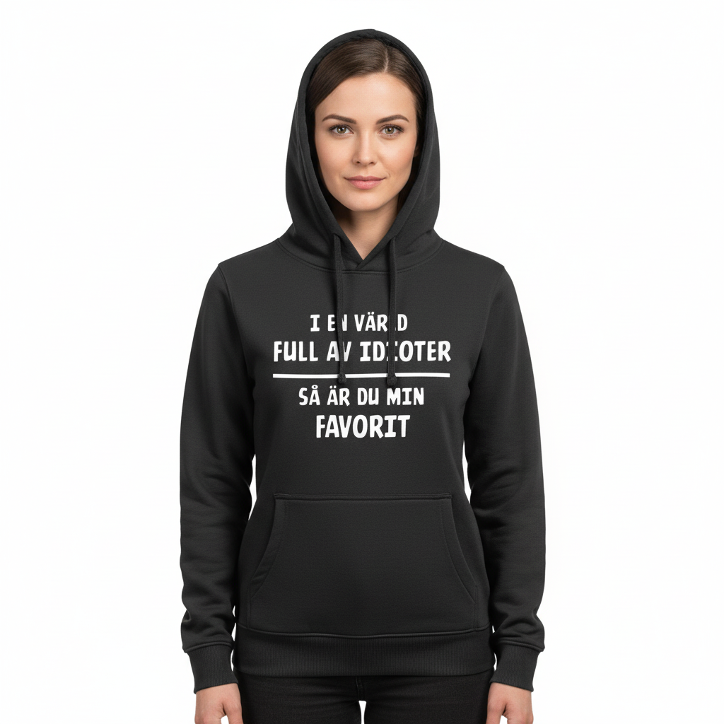 Produktbild av tjej i 30-årsåldern i svart hoodie