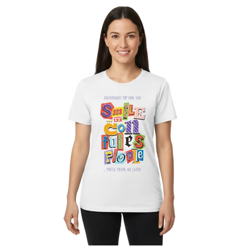 Produktbild med kvinna i t-shirt